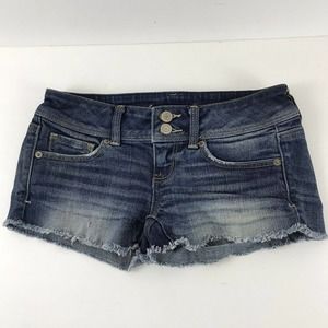 American Eagle Frayed Stretch Shortie Jeans Shorts